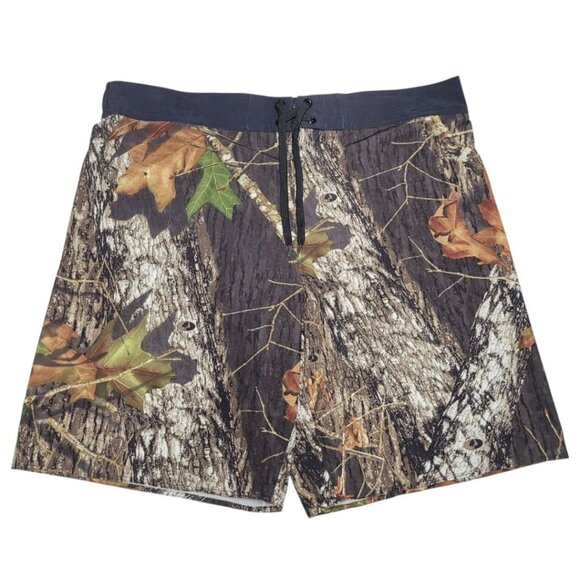 Camouflage Swim Trunks Shorts Mens XXL Black Pocket No Liner Drawstring Waist - Picture 6 of 6